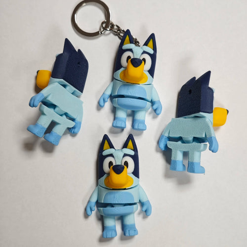 Articulated Bluey Minifigure Collectible Keychain.