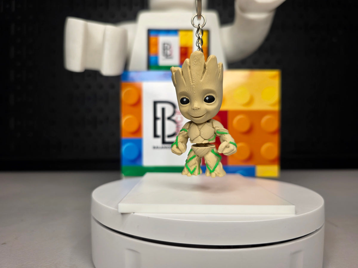 Articulated Baby Groot Minifigure Collectible Keychain.