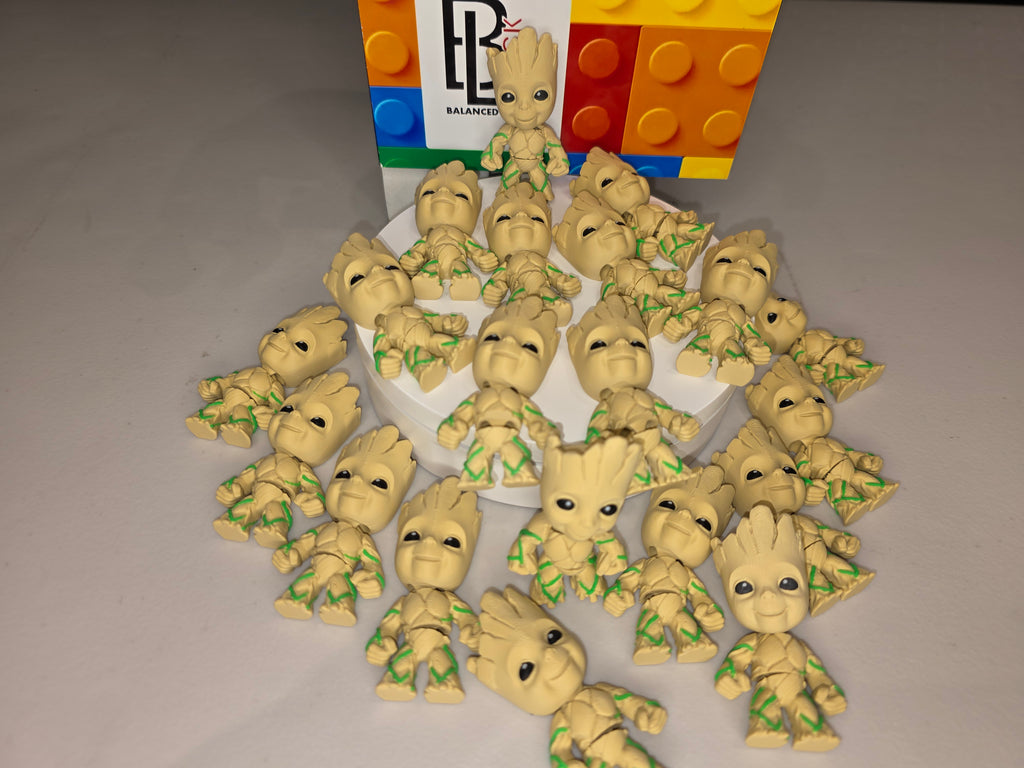Articulated Baby Groot Minifigure Collectible Keychain.