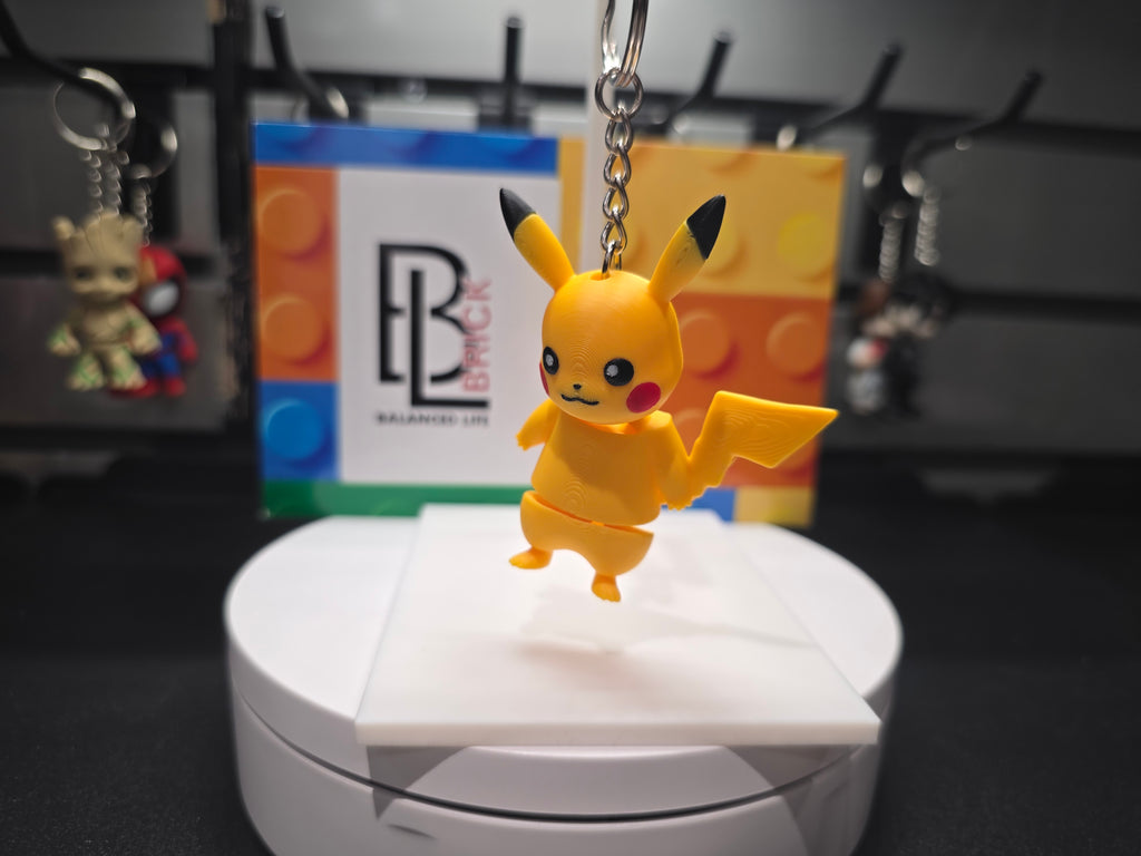 Articulated Pikachu Minifigure Collectible Keychain.