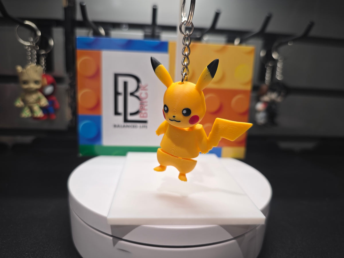 Articulated Pikachu Minifigure Collectible Keychain.
