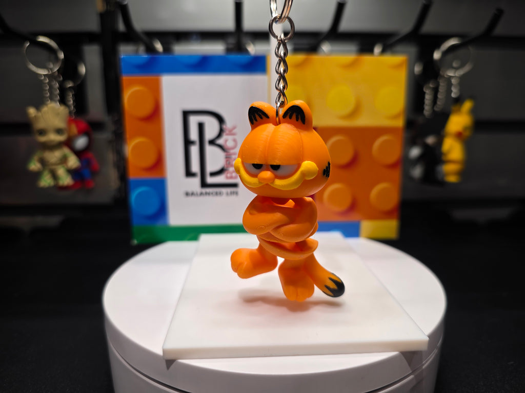 Articulated Garfield Minifigure Collectible Keychain.