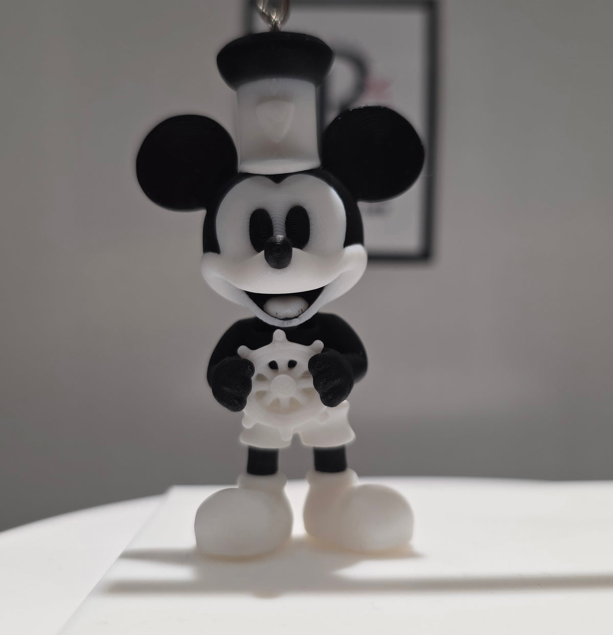 Articulated Steamboat Willie Mickey Minifigure Collectible Keychain.