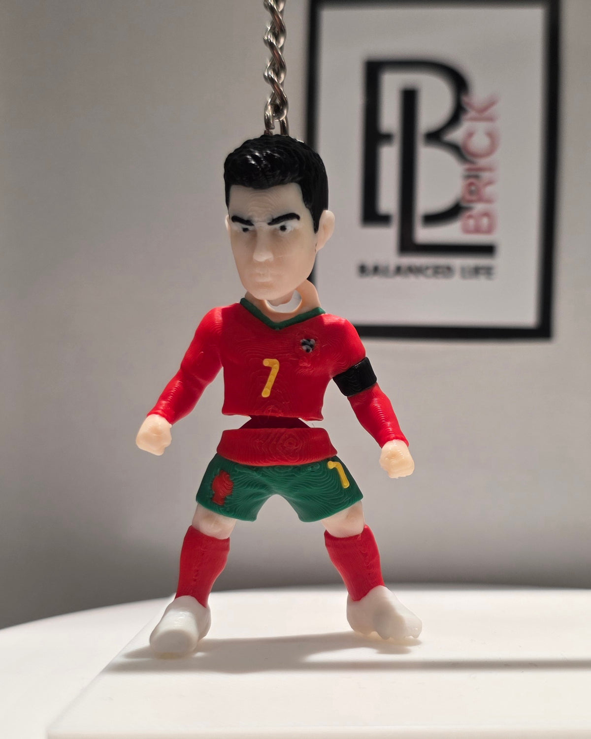 Articulated Cristiano Ronaldo Minifigure Collectible Keychain.