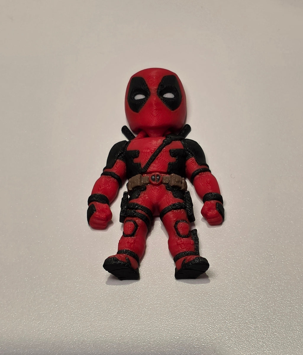 Articulated Deadpool Minifigure Collectible Keychain.