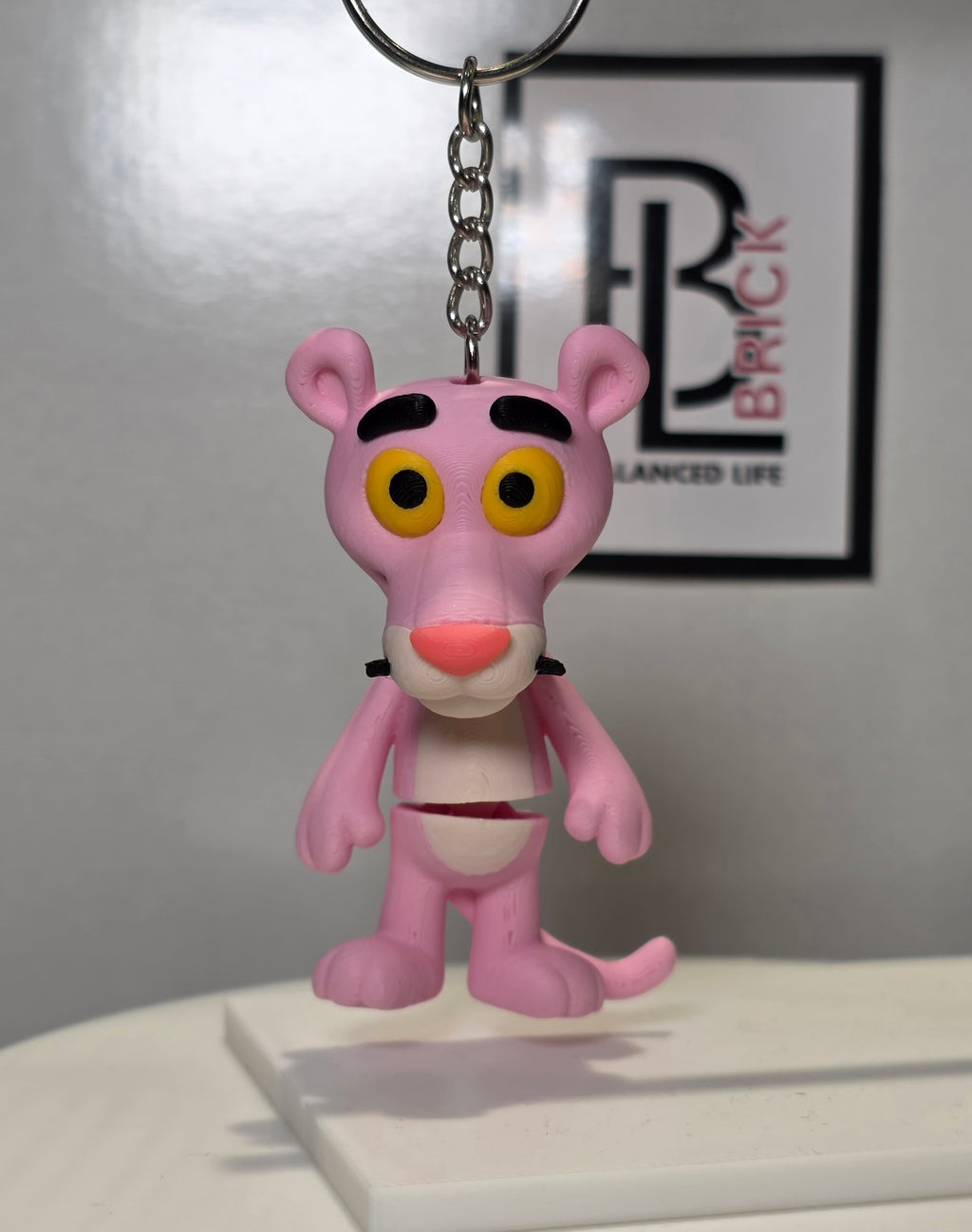 Articulated Pink Panther Minifigure Collectible Keychain