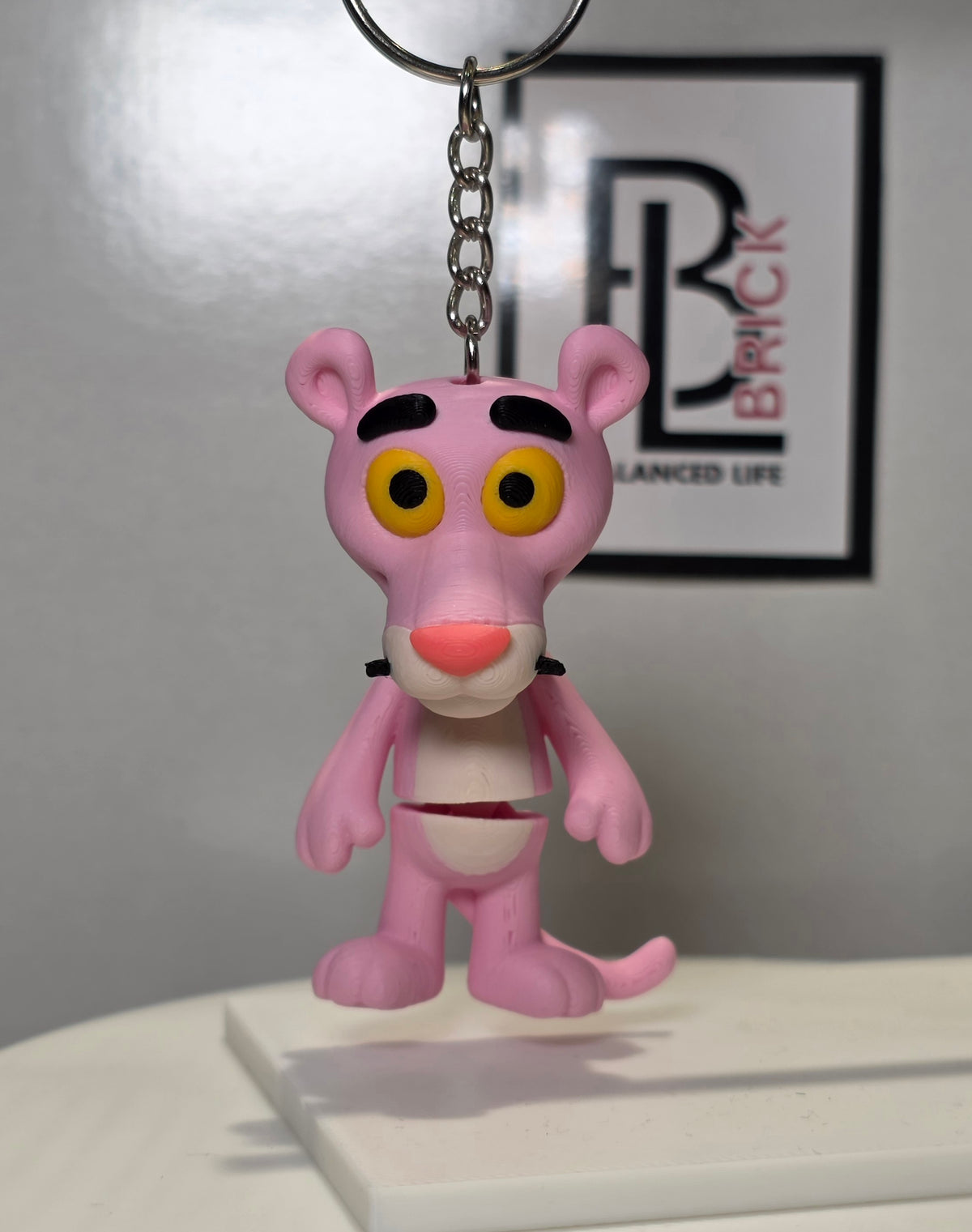 Articulated Pink Panther Minifigure Collectible Keychain