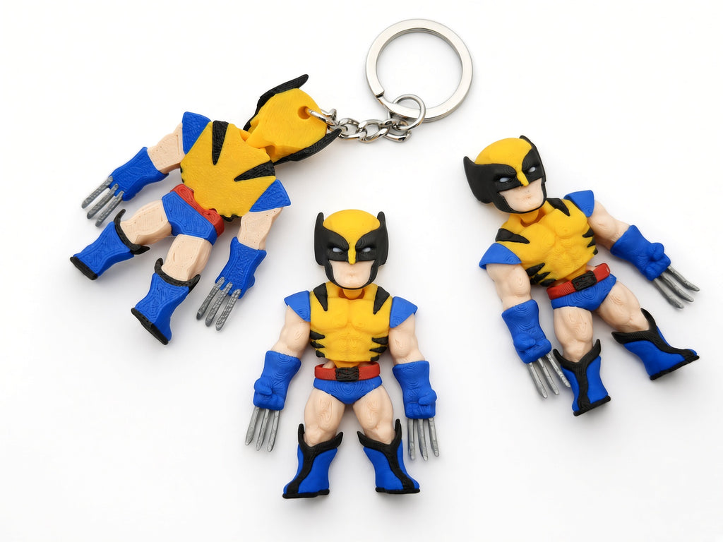 Articulated Wolverine Minifigure Collectible Keychain.