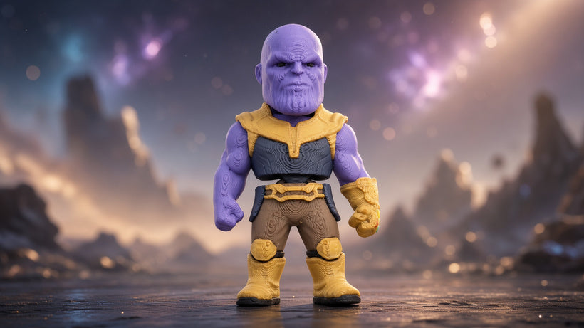 Articulated Thanos Minifigure Collectible Keychain.