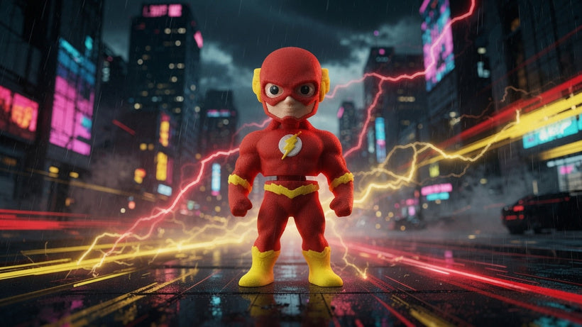 Articulated Flash Minifigure Collectible Keychain.
