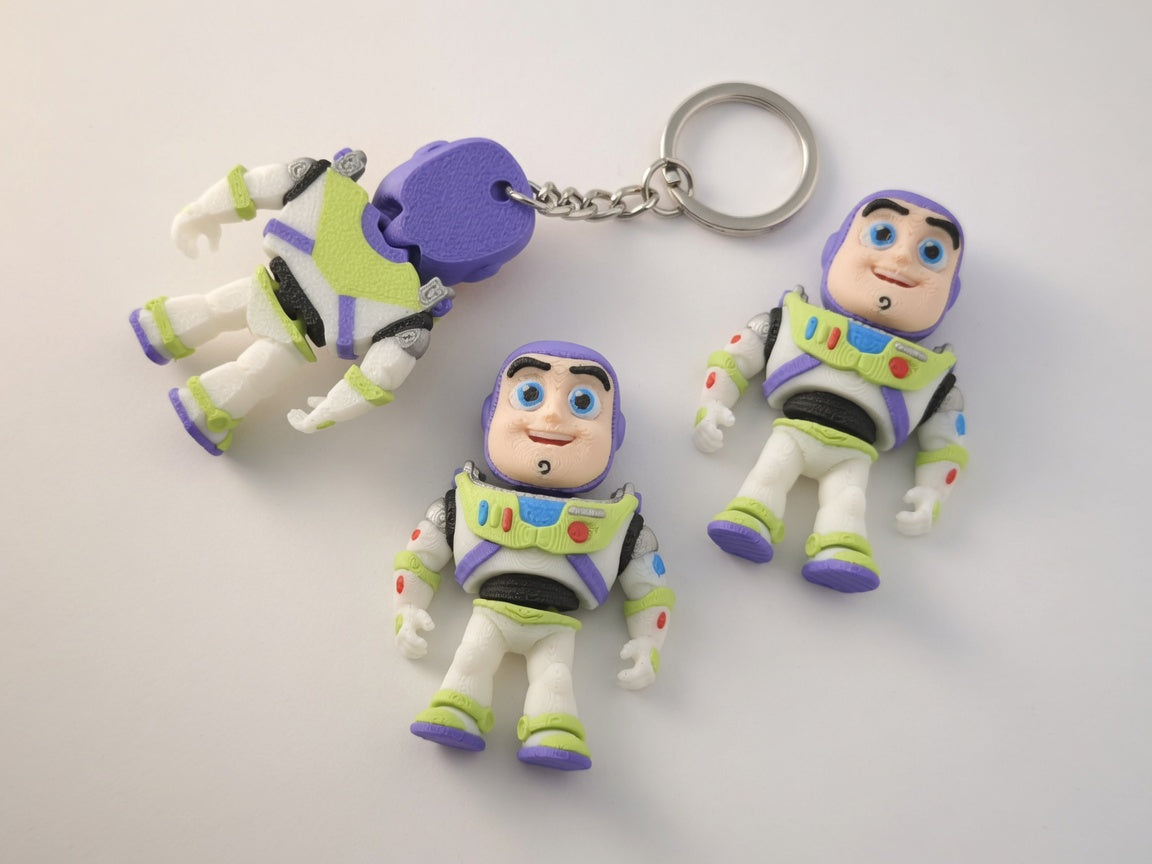 Articulated Buzz Lightyear Minifigure Collectible Keychain.