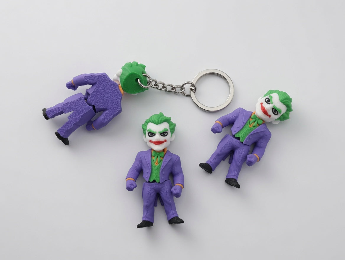 Articulated Joker Minifigure Collectible Keychain.