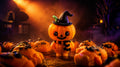 Articulated Halloween Pumpkin Minifigure Collectible Keychain.