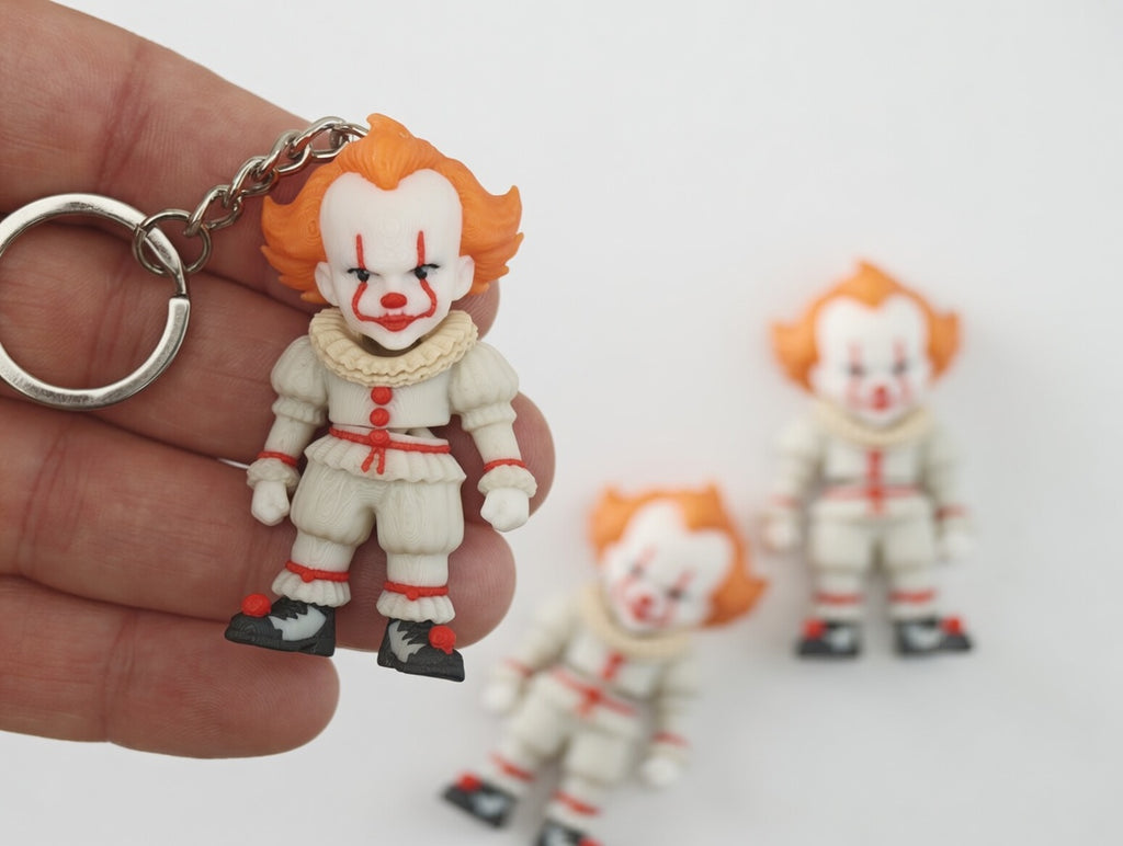 Articulated Pennywise Minifigure Collectible Keychain.