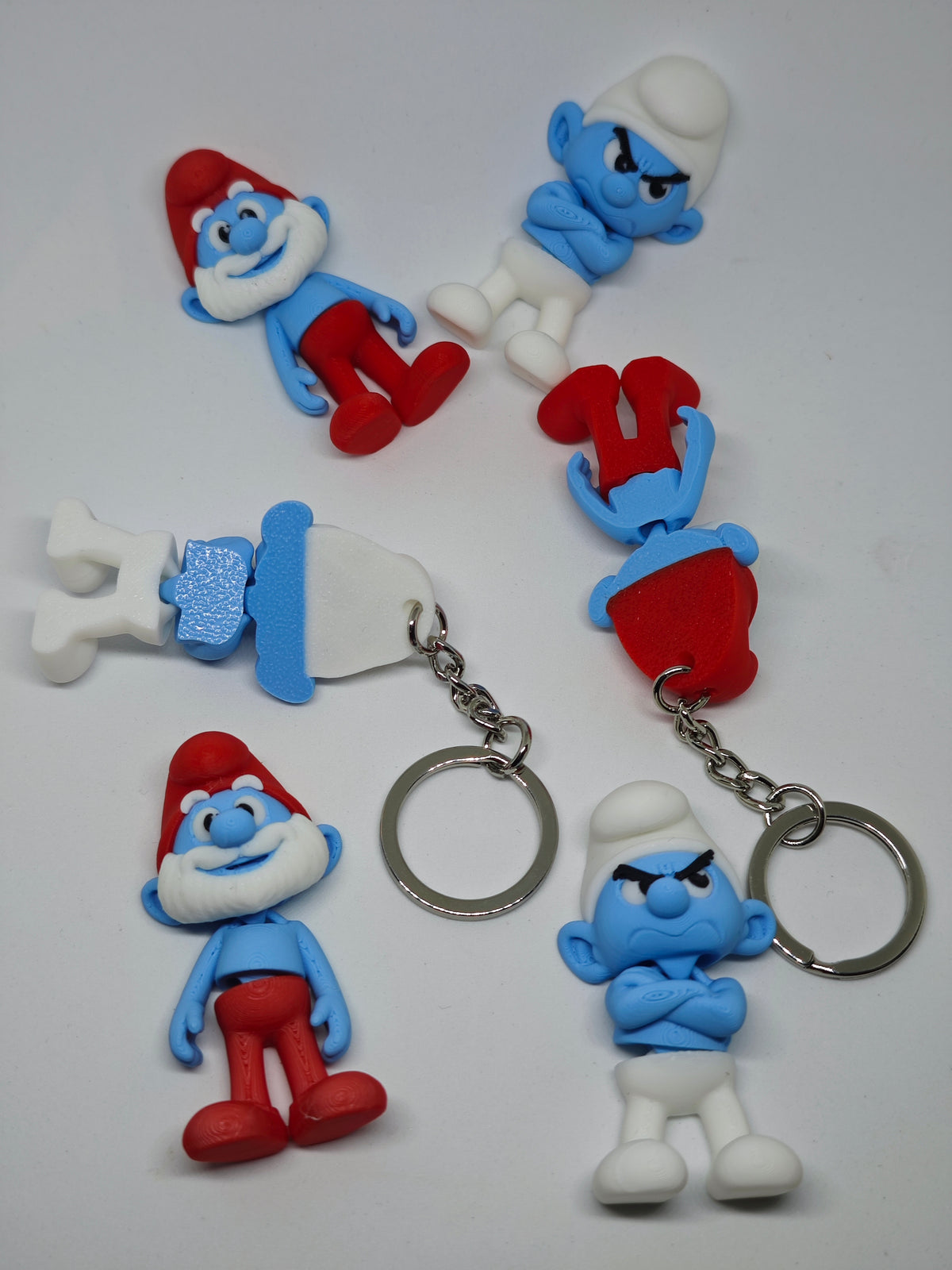 Articulated Smurfs Collection Minifigure Keychains – 8 Character Variants