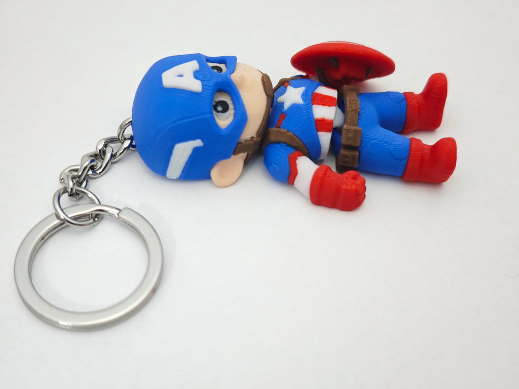 Articulated Capitan America Minifigure Collectible Keychain.