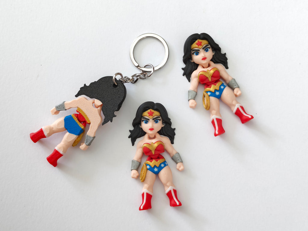 Articulated Wonder Woman Minifigure Collectible Keychain.