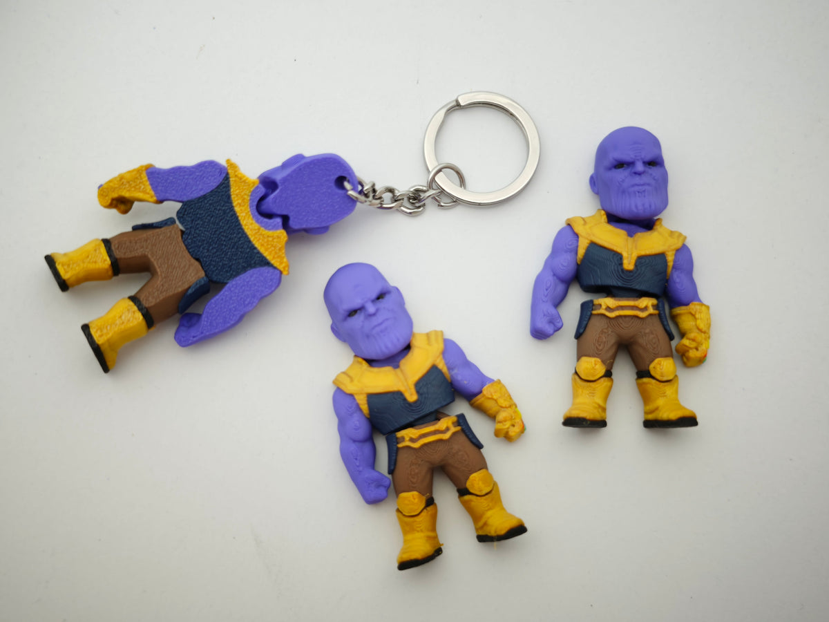Articulated Thanos Minifigure Collectible Keychain.