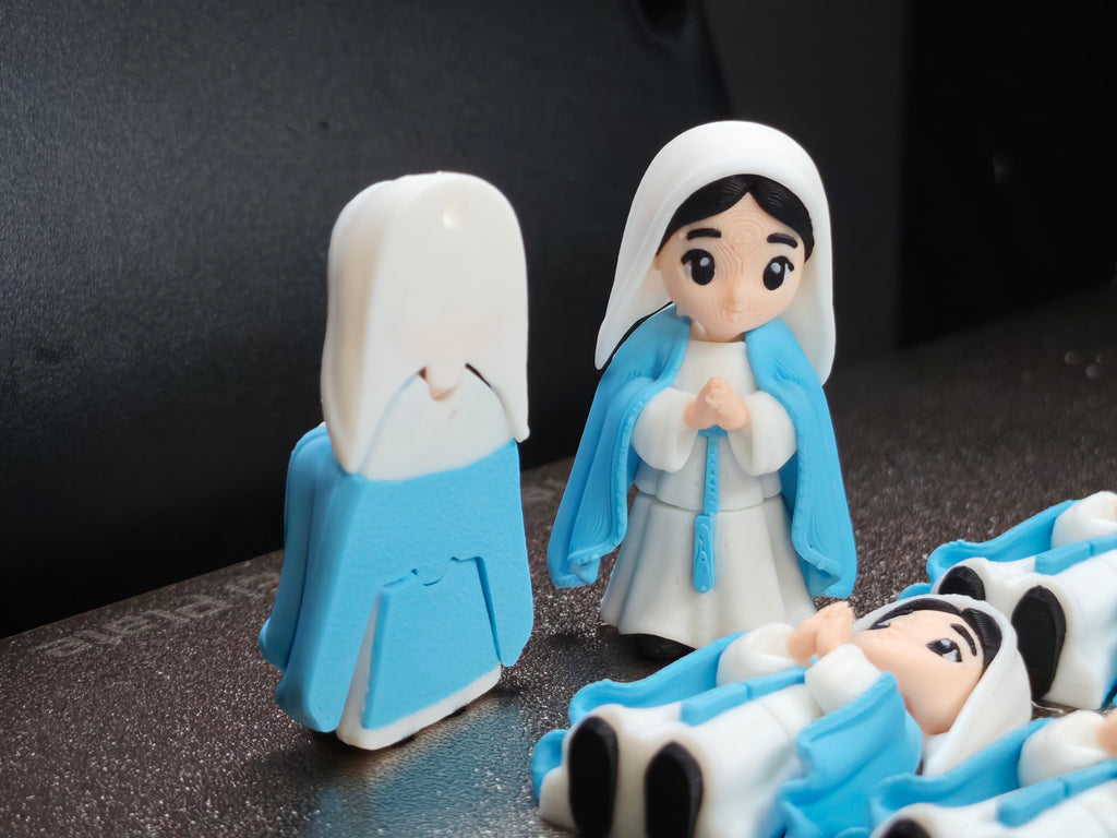 Articulated Virgin Mary Minifigure Collectible Keychain.