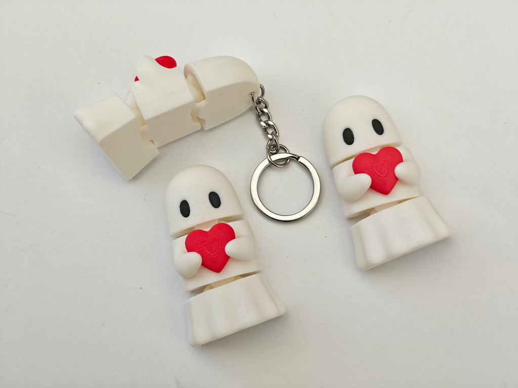 Articulated Ghost with a Heart Minifigure Collectible Keychain.