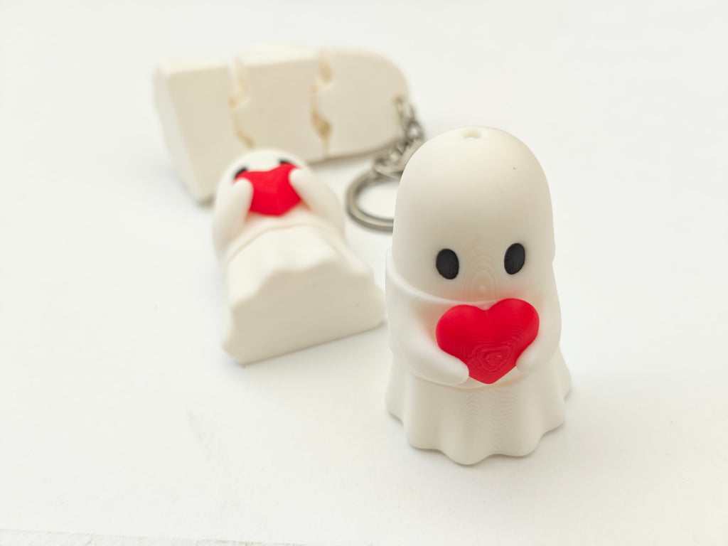 Articulated Ghost with a Heart Minifigure Collectible Keychain.