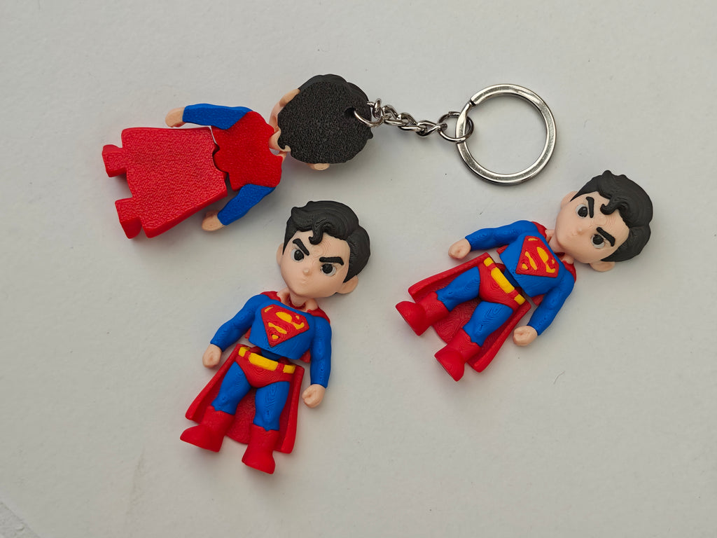 Articulated Superman Minifigure Collectible Keychain.