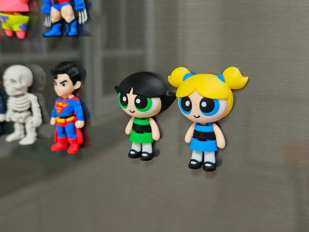 Articulated Powerpuff Girls Minifigure Collectible Keychain (Bubbles, Buttercup and Blossom)