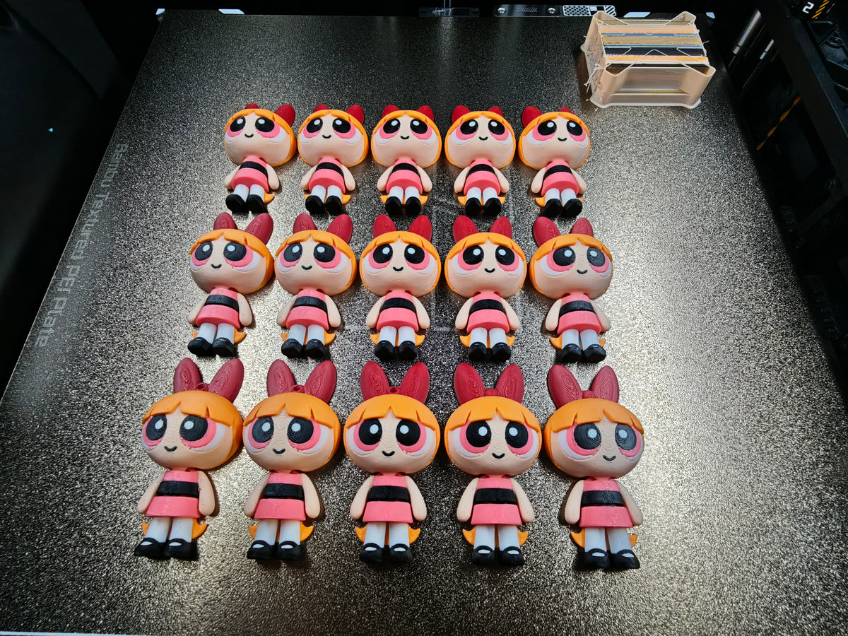 Articulated Powerpuff Girls Minifigure Collectible Keychain (Bubbles, Buttercup and Blossom)