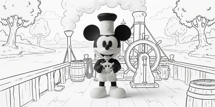Articulated Steamboat Willie Mickey Minifigure Collectible Keychain ...