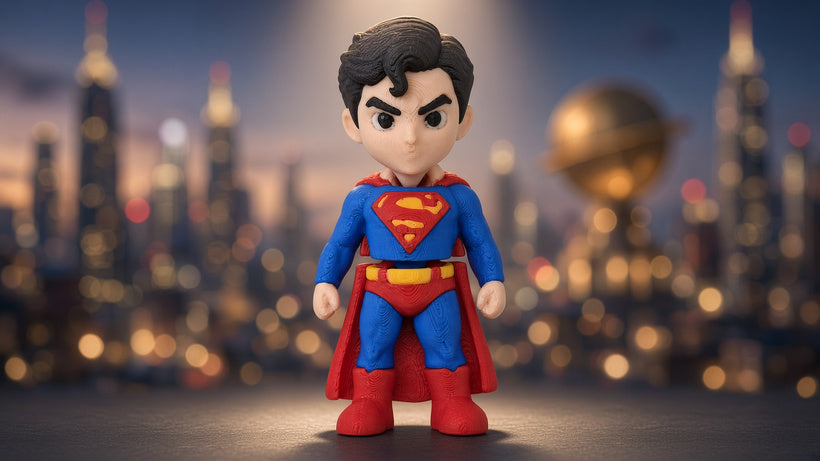 Articulated Superman Minifigure Collectible Keychain.