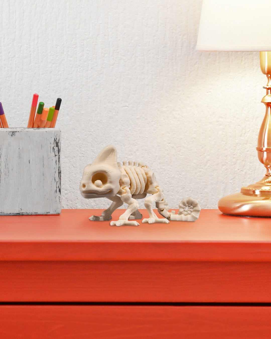 Articulated Skeleton Chameleon Figurine