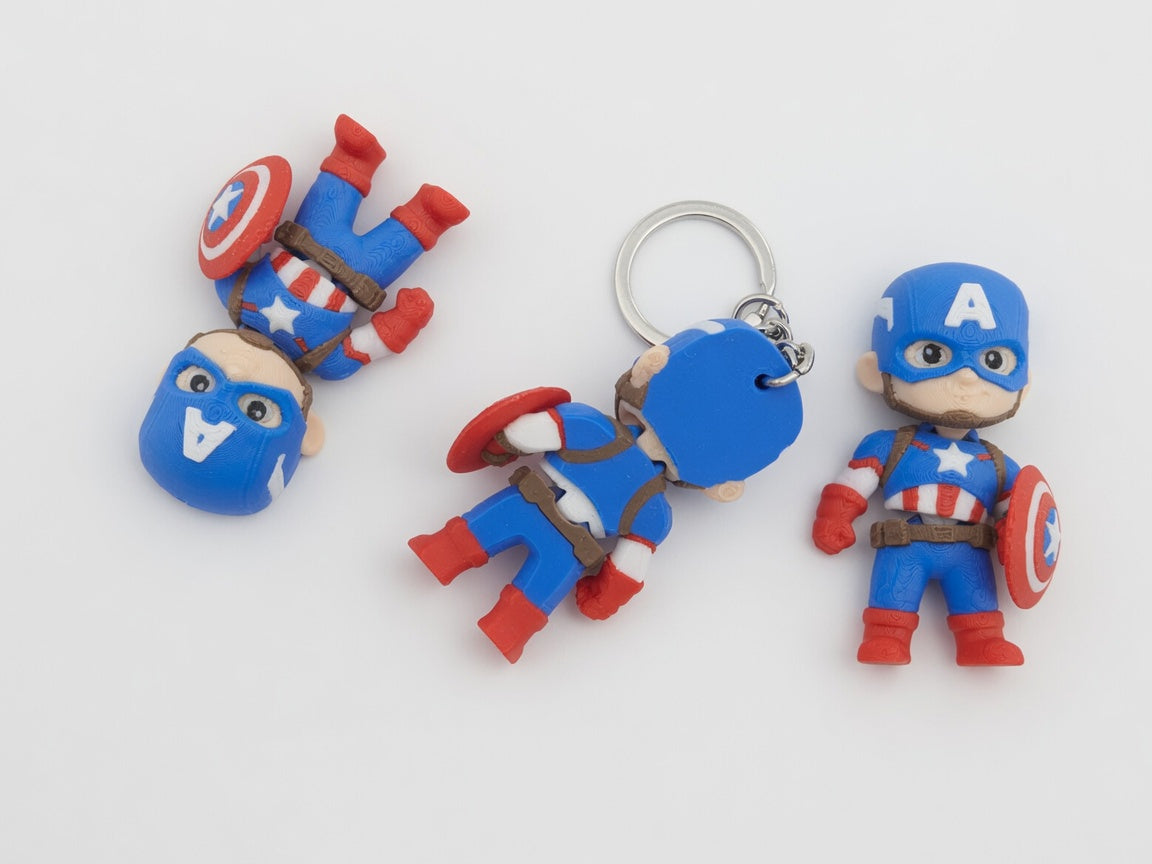 Articulated Capitan America Minifigure Collectible Keychain.