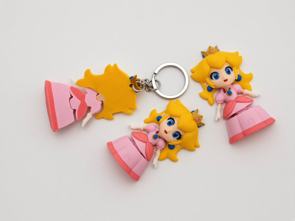 Articulated Princess Peach Minifigure Collectible Keychain.