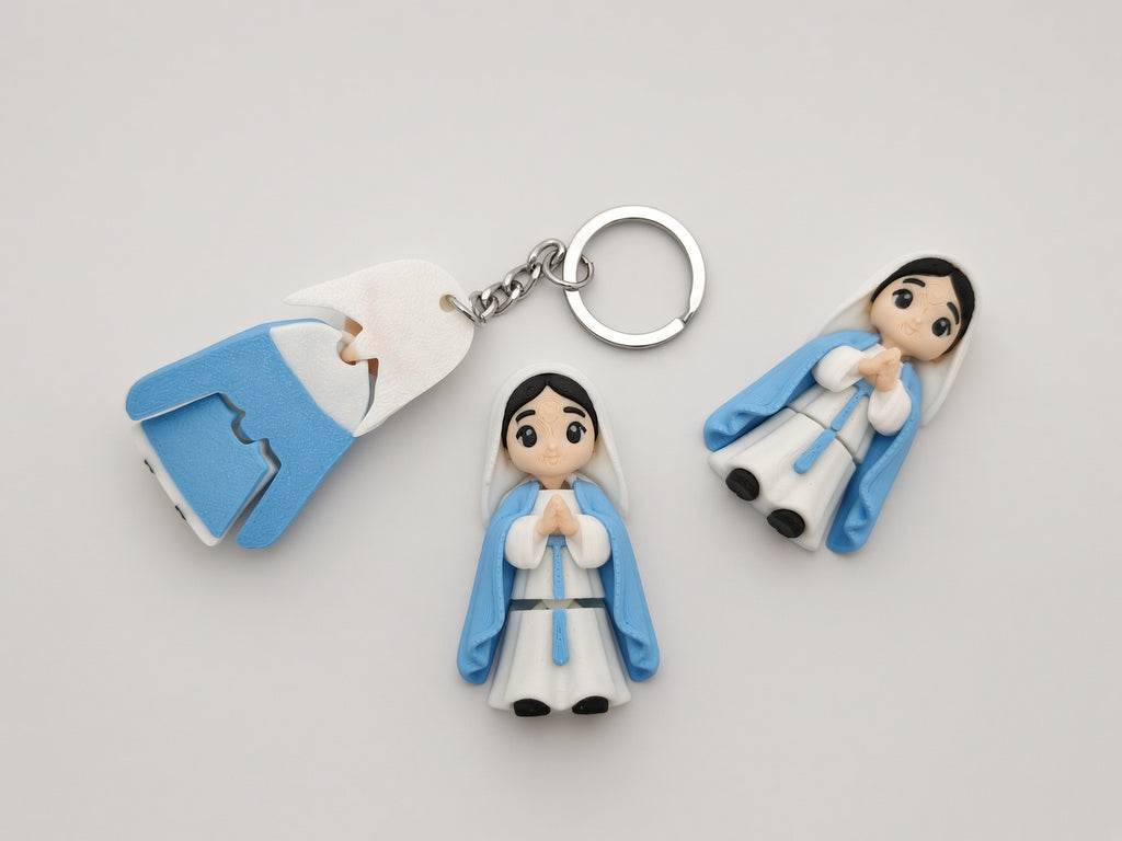 Articulated Virgin Mary Minifigure Collectible Keychain.
