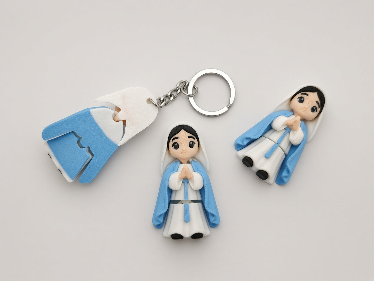 Articulated Virgin Mary Minifigure Collectible Keychain.