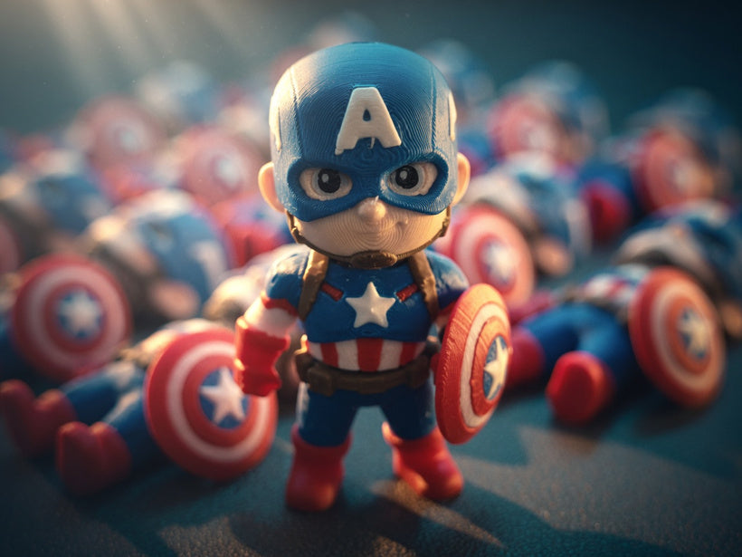 Articulated Capitan America Minifigure Collectible Keychain.