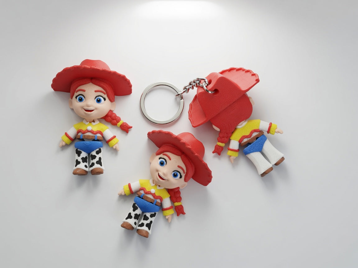 Articulated Jessie Minifigure Collectible Keychain.