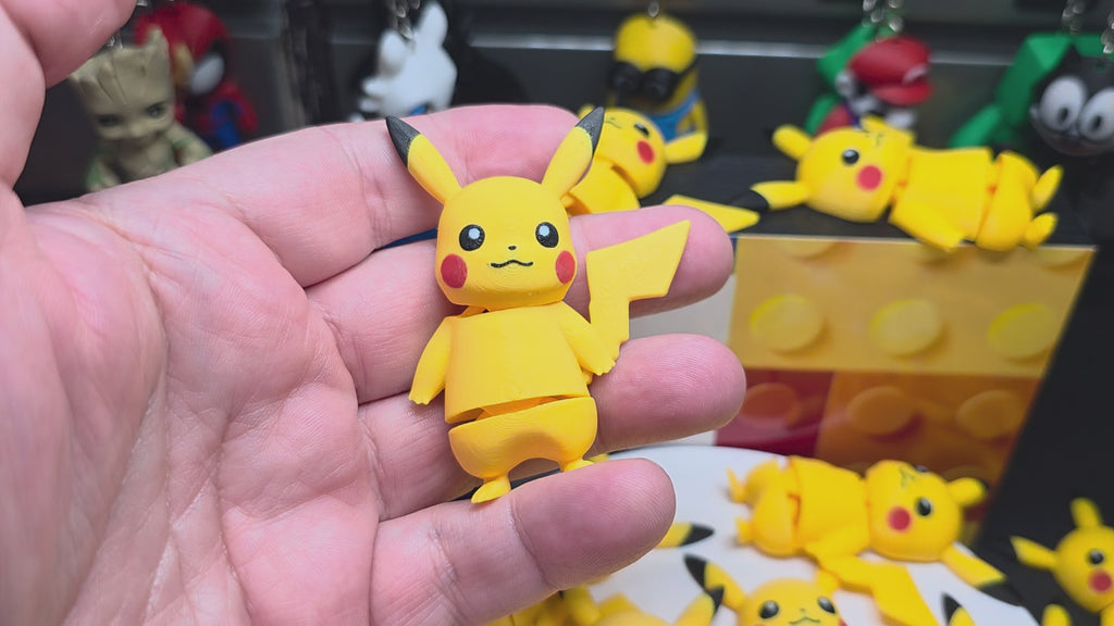 Articulated Pikachu Minifigure Collectible Keychain.