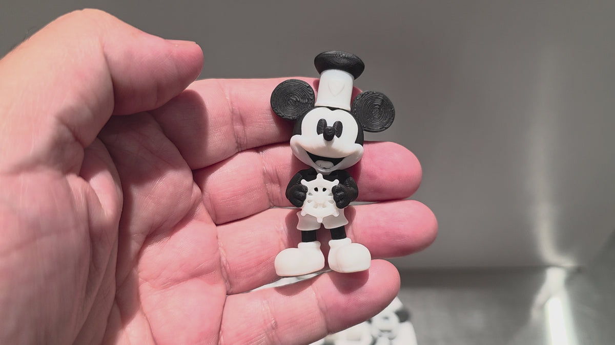 Articulated Steamboat Willie Mickey Minifigure Collectible Keychain.
