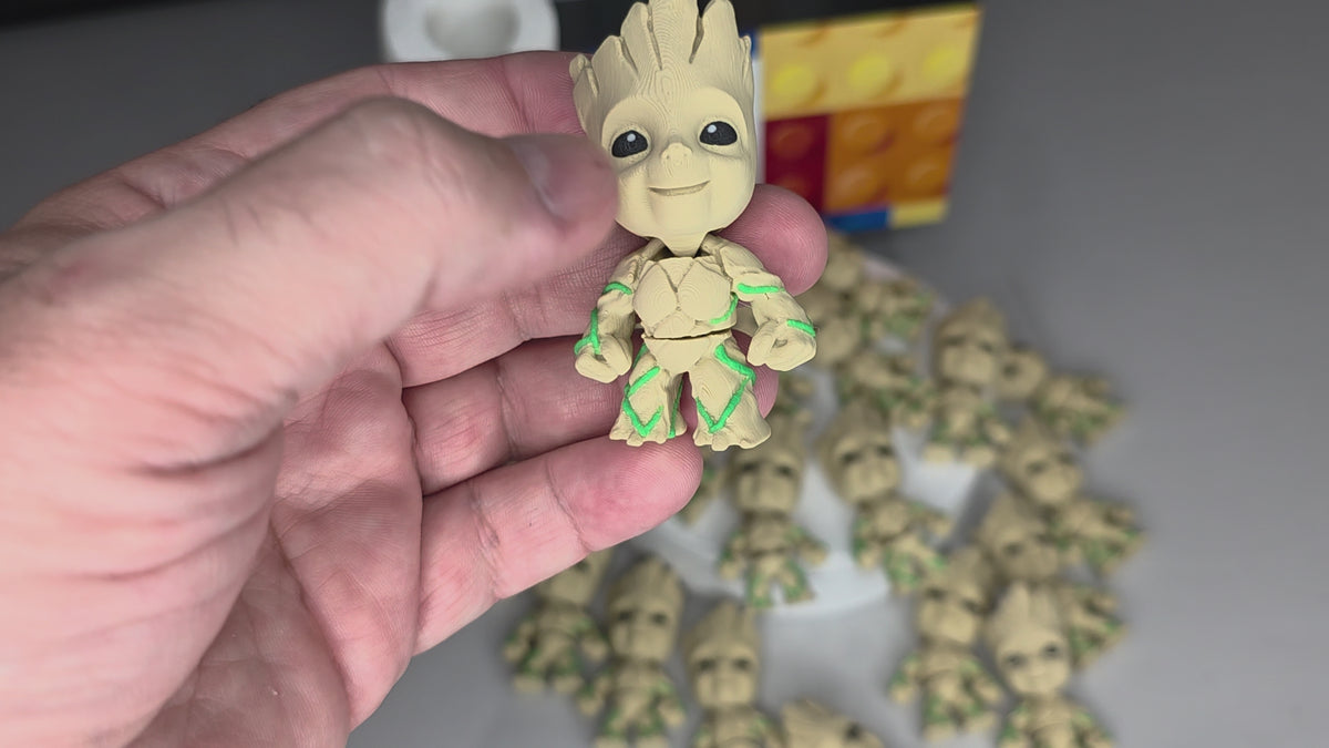 Articulated Baby Groot Minifigure Collectible Keychain.