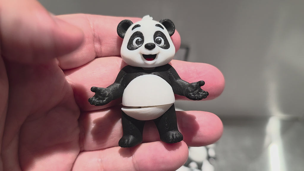 Articulated Panda Bear Minifigure Collectible Keychain.