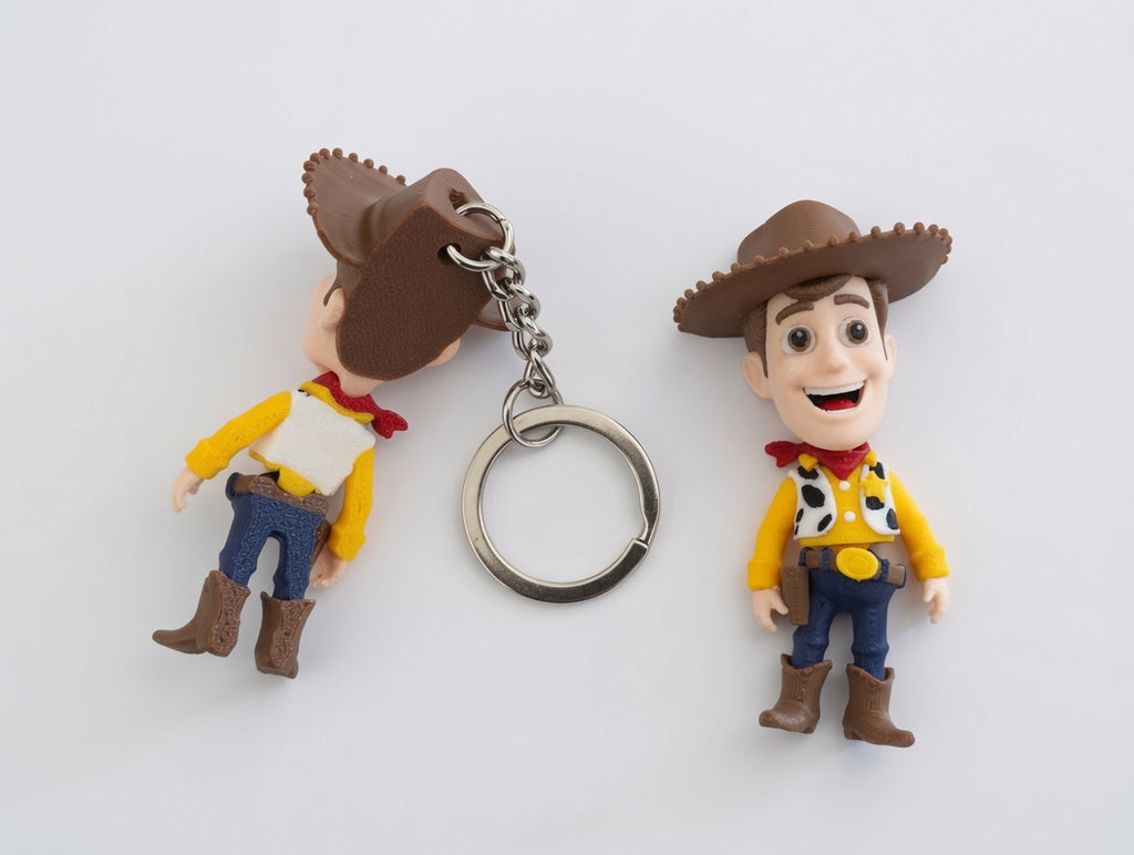 Articulated Woody Minifigure Collectible Keychain.