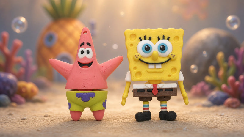 Articulated Patrick Star Minifigure Collectible Keychain